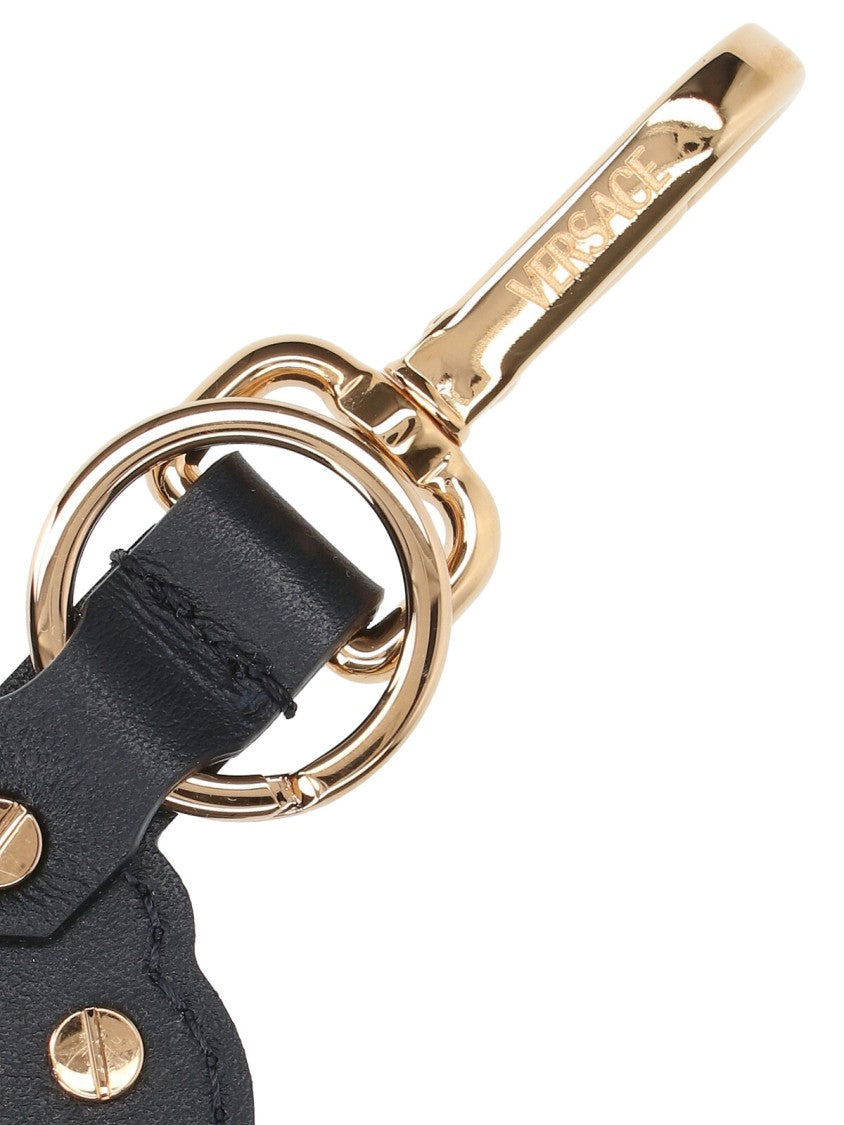 Versace Medusa Head Black Calf Leather Keychain