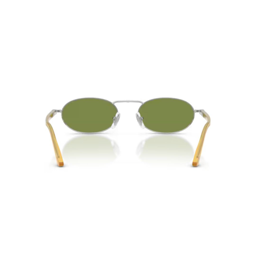 Persol 0Po1023s Oval-Shaped Sunglasses With Silver Frame And Amber Temples