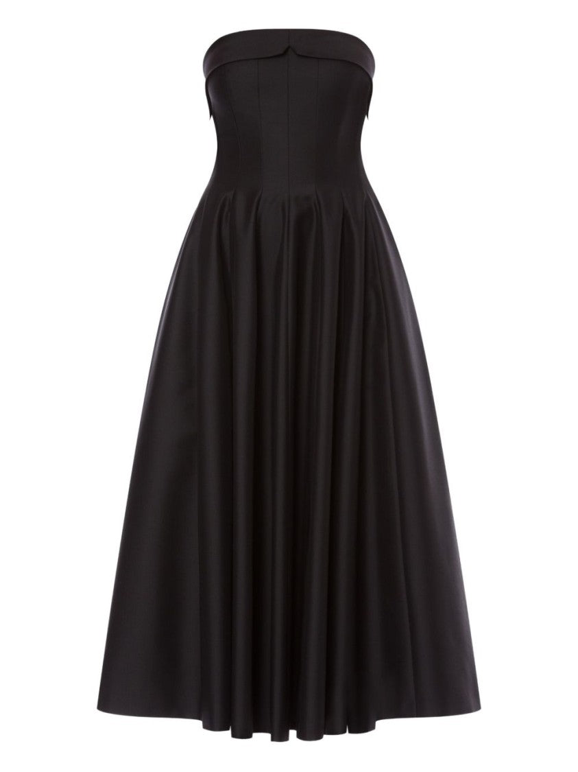 Alberta Ferretti Strapless Black Dress With Flared Hemline