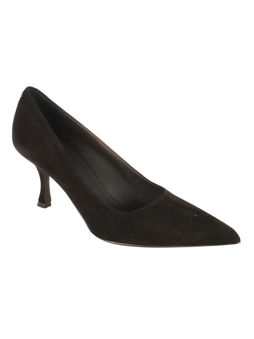 Ferragamo Pointed Toe Black Pumps With Curved Heel