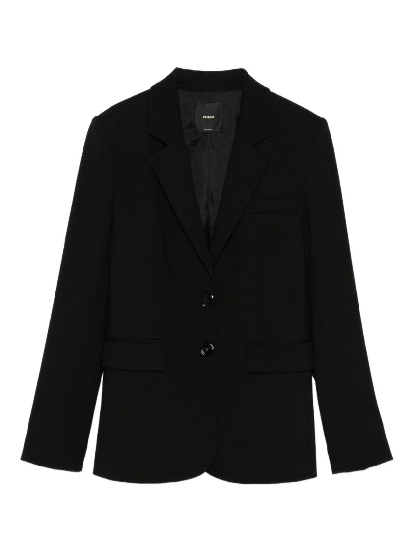 Pinko Tailored Black Jacket With Notched Lapel And Structured Shoulders