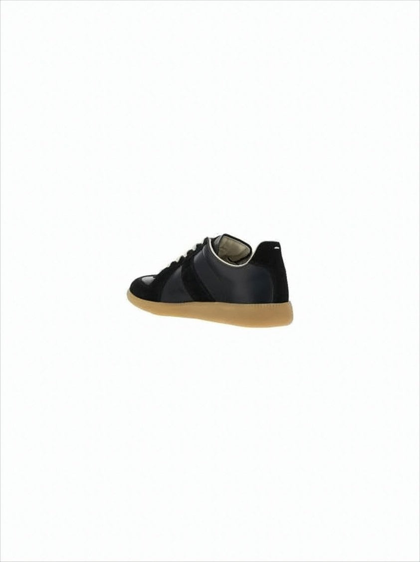 Maison Margiela Sleek Black Suede And Leather Low-Top Sneakers