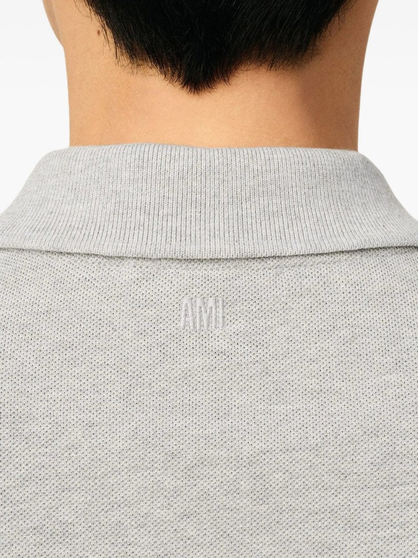 Ami Embroidered Polo Shirt In Organic Cotton