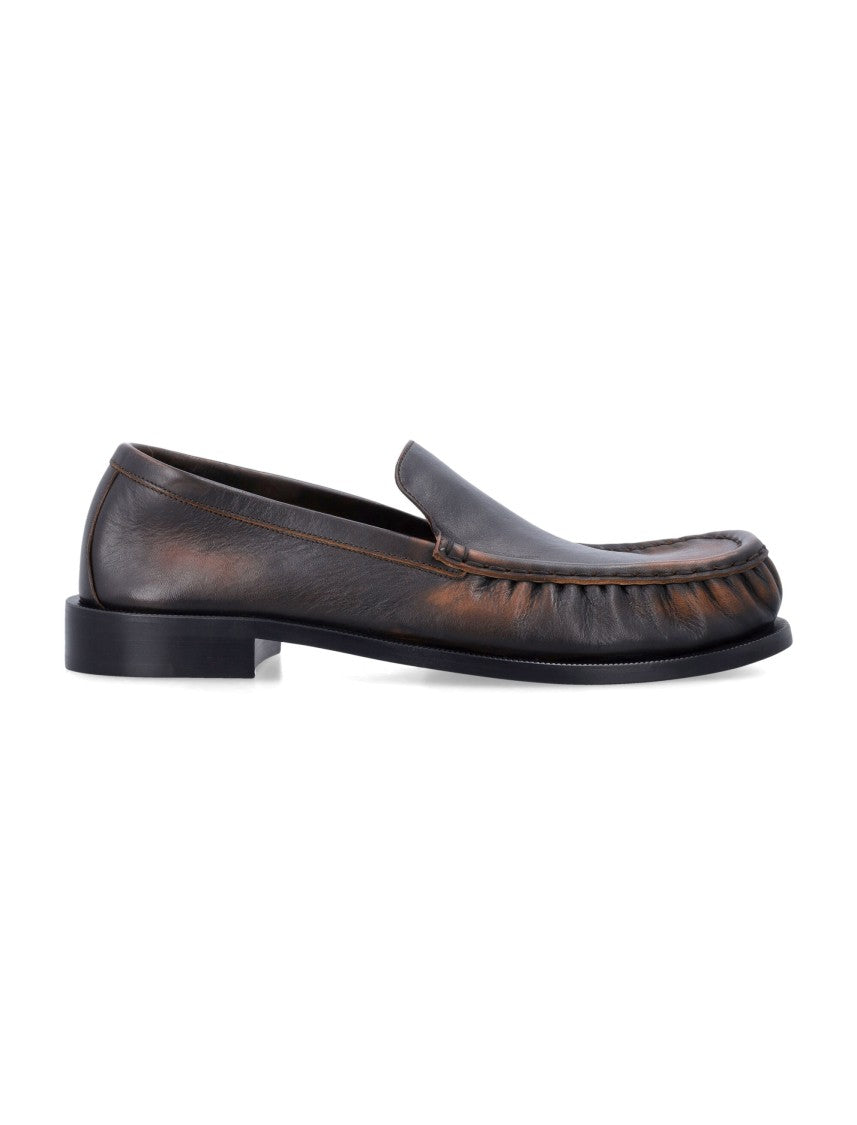 Dries Van Noten Brown Leather Loafer With Pleated Detailing