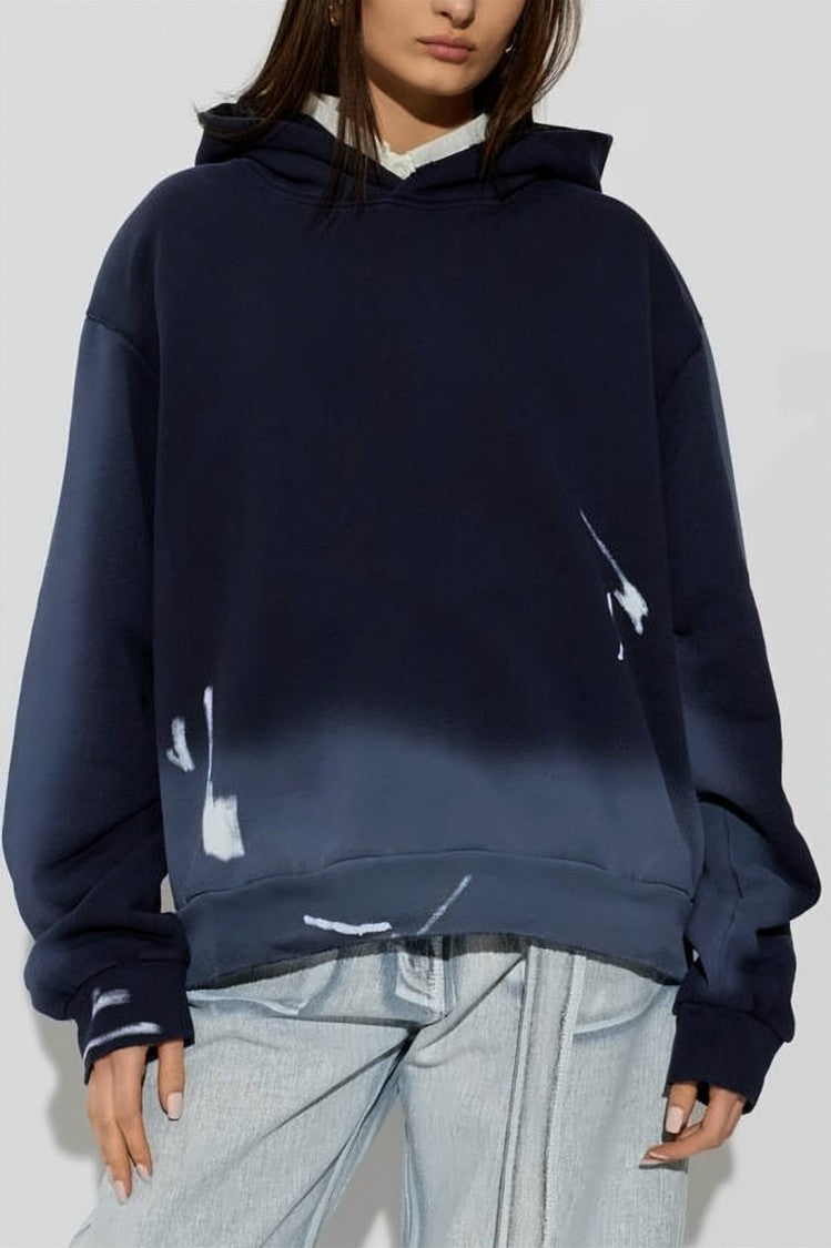 Acne Studios Blue Cropped Relaxed Gradient Dip-Dye Hoodie