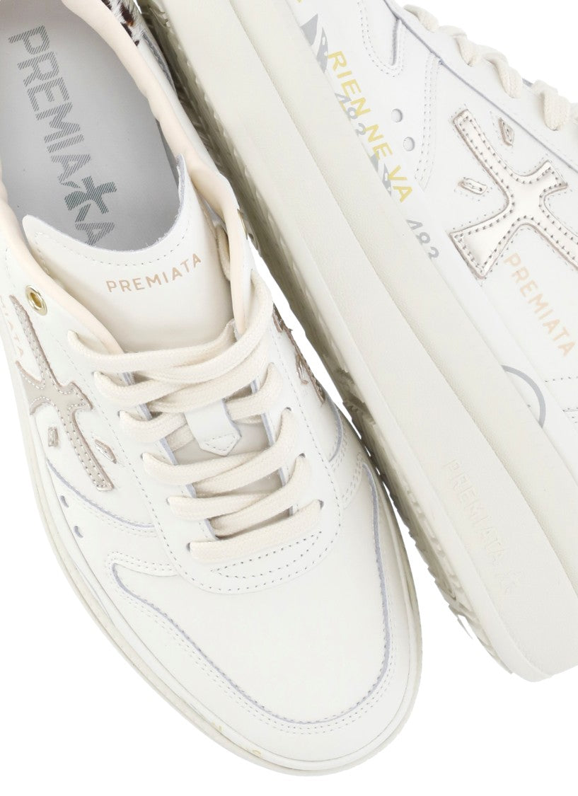 Premiata Ivory Ivory Leather Sneakers
