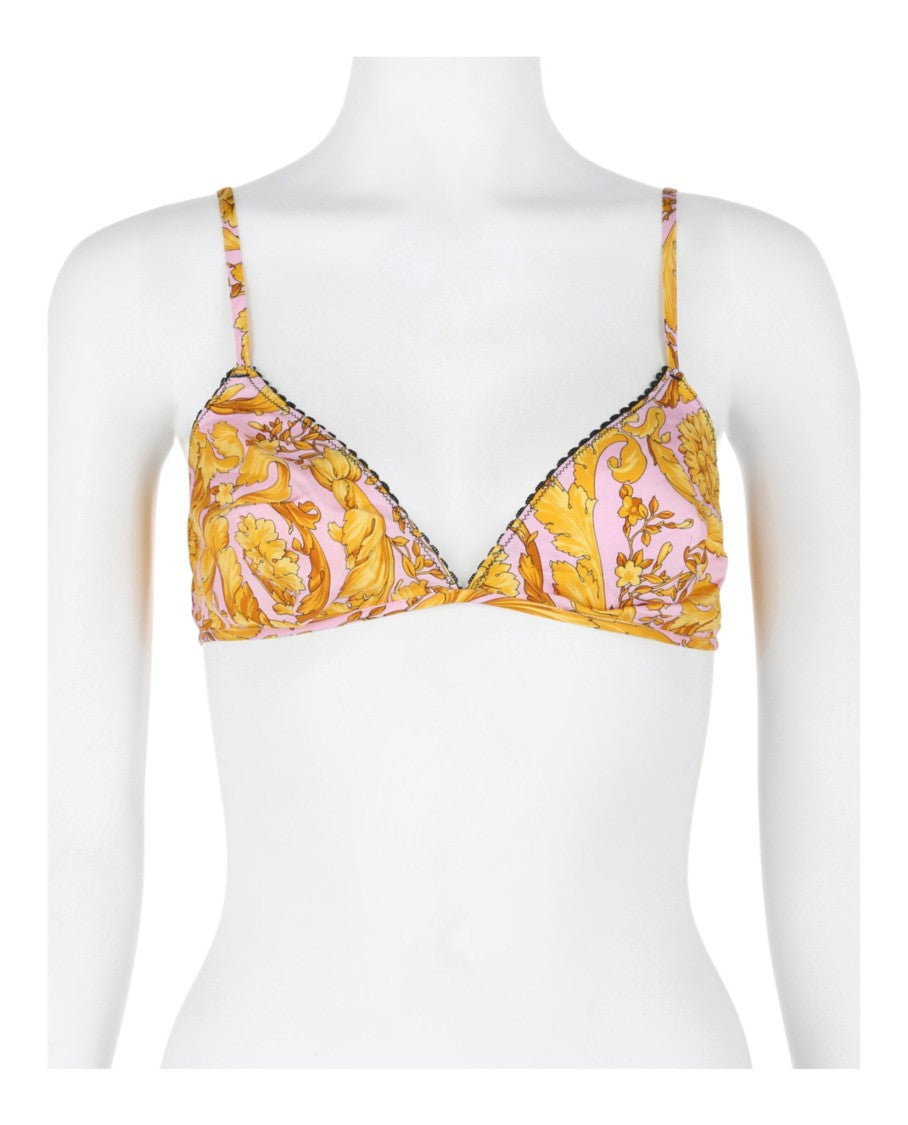 Versace Barocco-Print Triangle Bralette