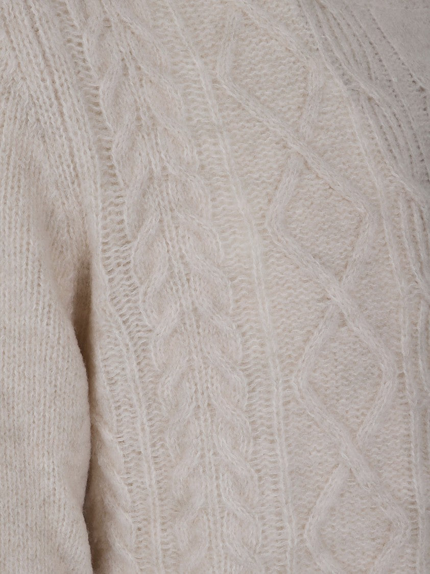 Ballantyne Aran Cable Stitch Wool Blend Sweater