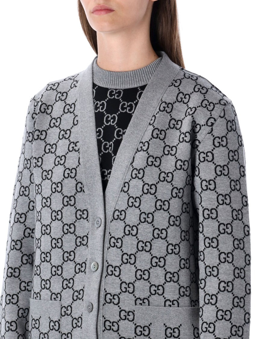 Gucci Gg Monogram Wool Reversible Cardigan