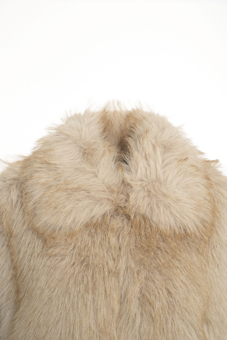 Liu Jo Beige Faux Fur Coat