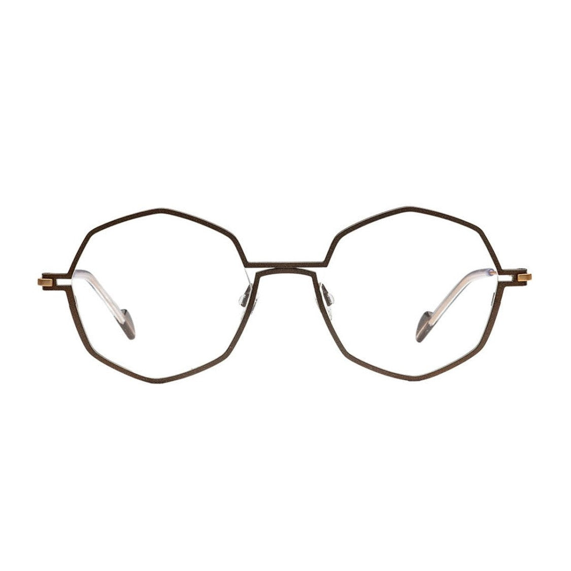 Matttew Brown Silver Titanium Geometric Sunglasses