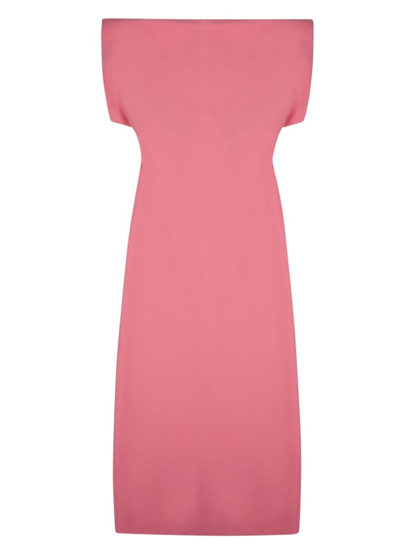 Oscar The Collection Strapless Off-The-Shoulder Mini Dress With Pleated Detail
