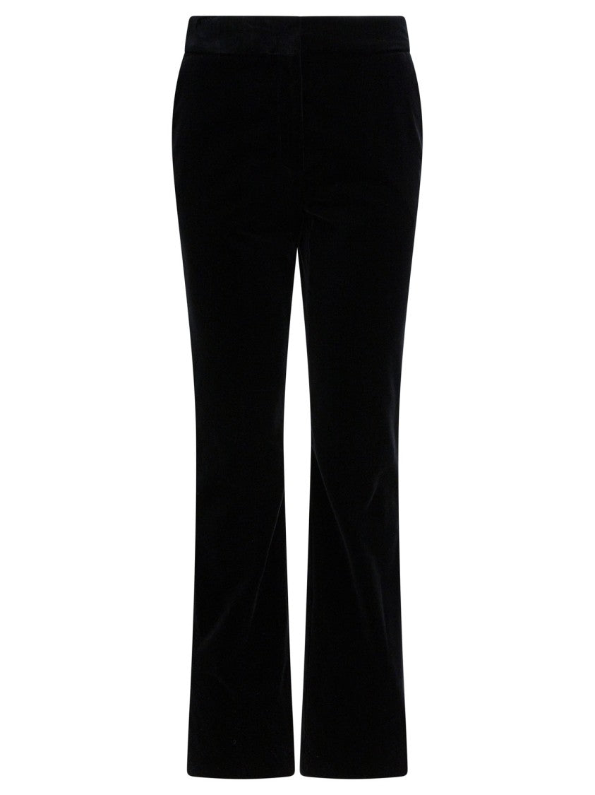Golden Goose Mid-Rise Black Flared Pants With Unique Ribbed Texture