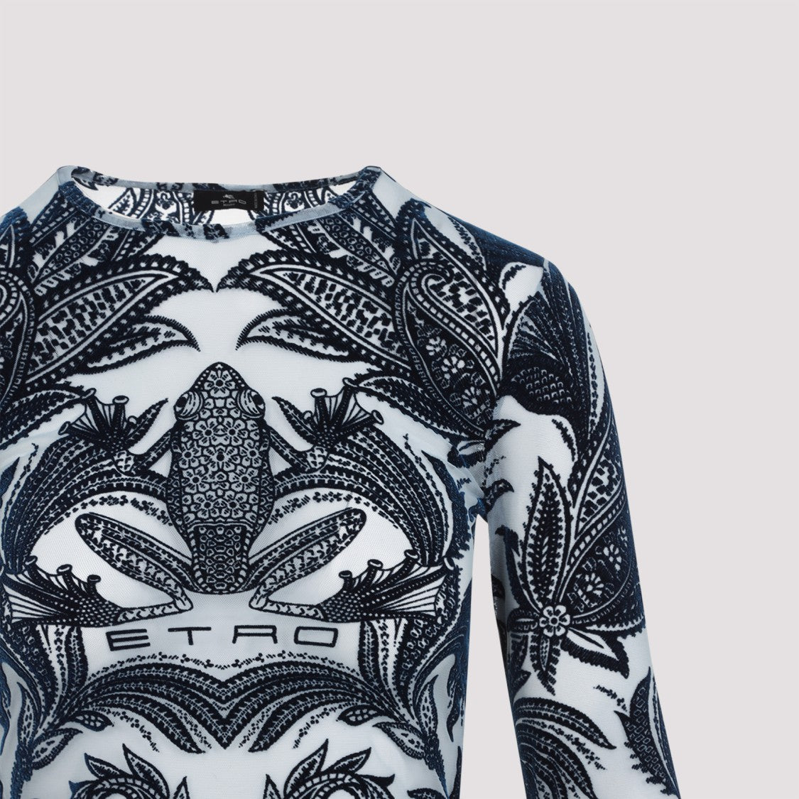 Etro Tattoo Blue Polyamide Top