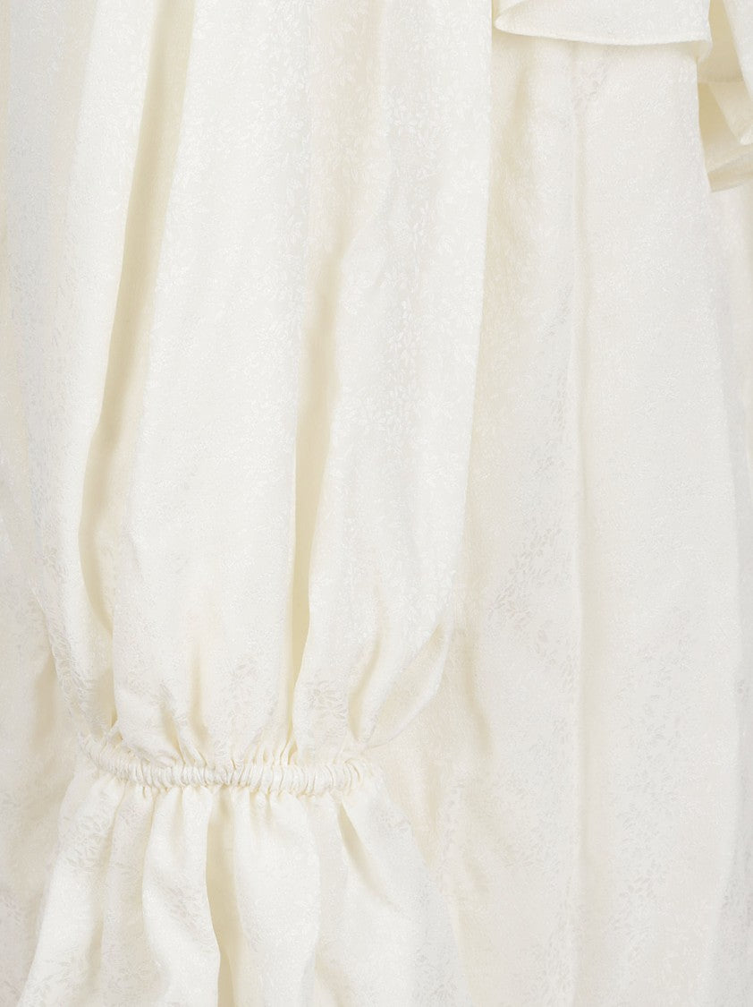 Chloé Ornamental Jacquard Silk Blouse With Ruffled Neckline