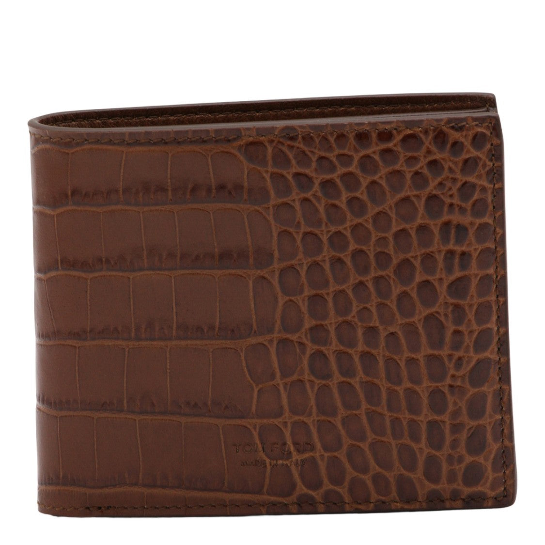 Tom Ford Textured Bifold Wallet In Rich Brown Caviar Finish