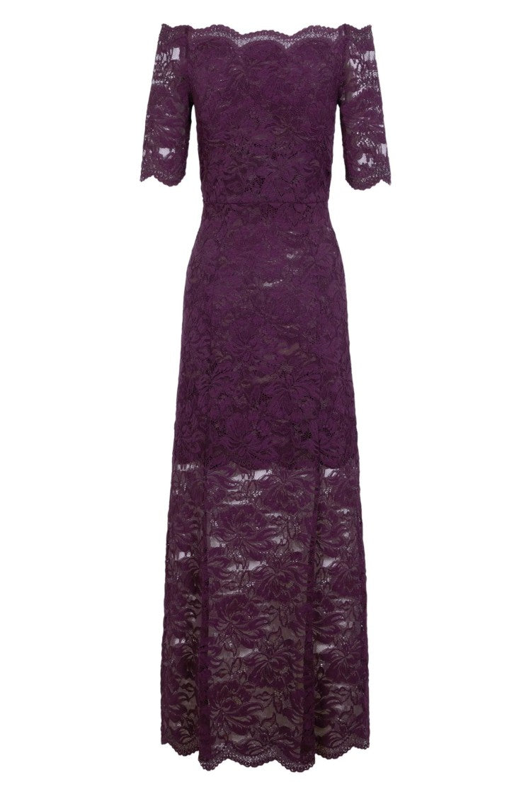 Rabanne Magenta Boat Neck Front Knot Draped Polyamide Dress