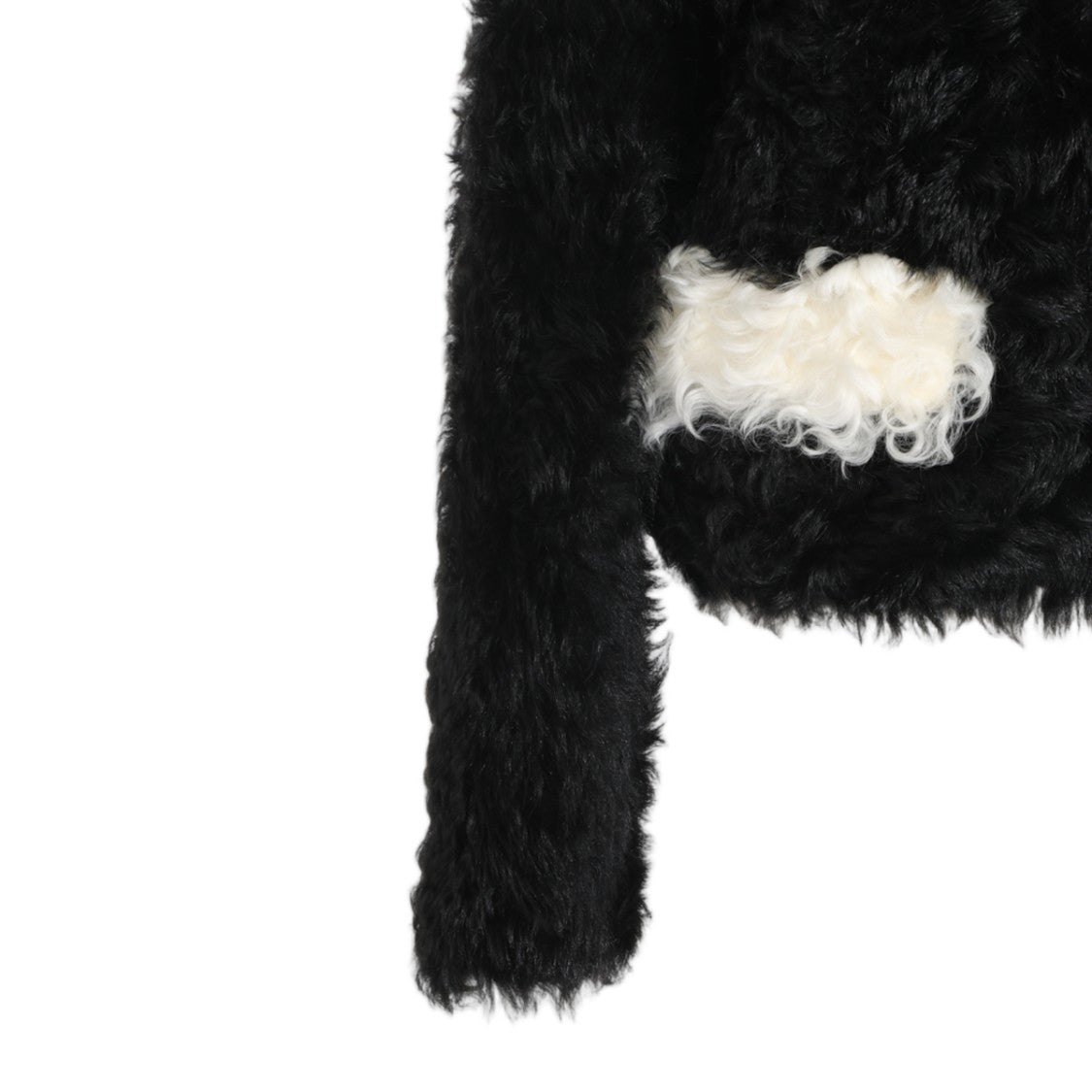 Marni Cropped Plush Coat With Contrasting Fur Accents