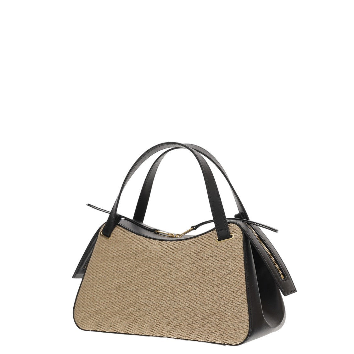 Jil Sander Structured Leather And Raffia Bag