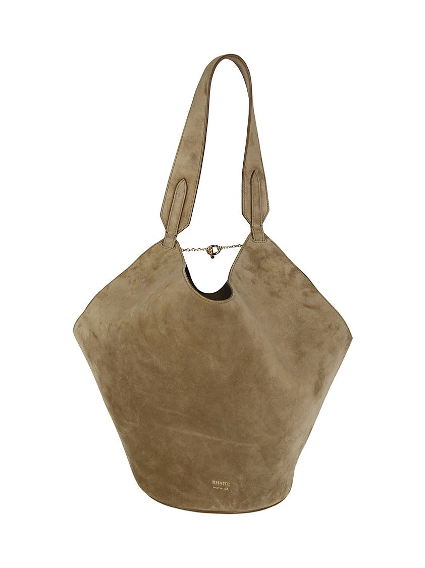 Khaite Suede Handbag With Gold-Tone Clasp