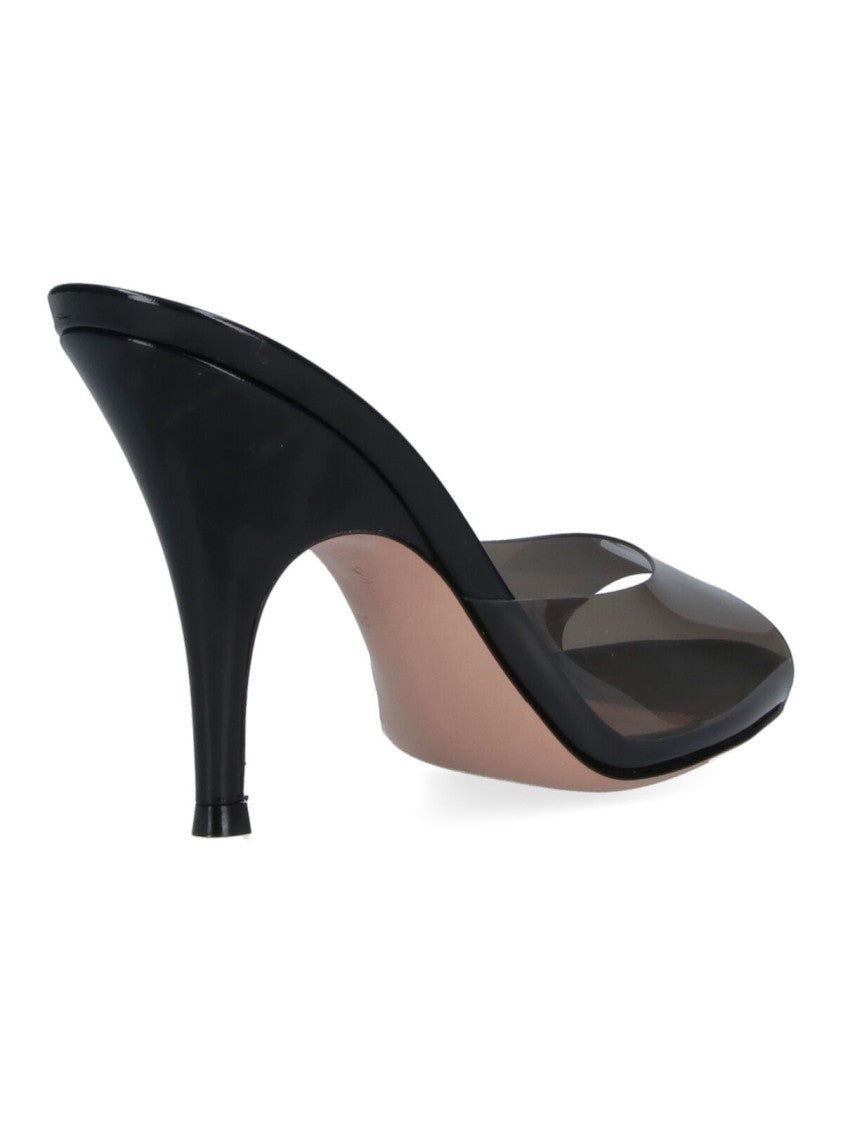 Gianvito Rossi Black Sofia 95 Plexi Strap Mules