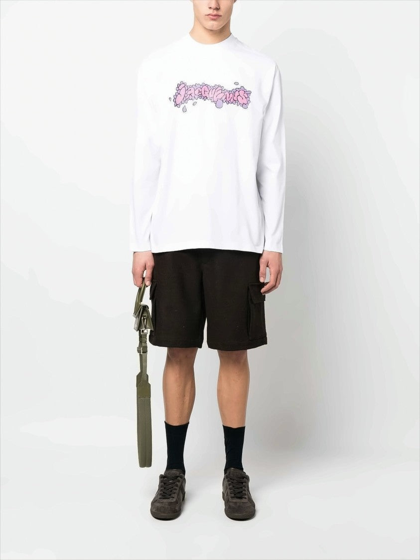 Jacquemus Long-Sleeve Cotton Tee With Graphic Daisy Print