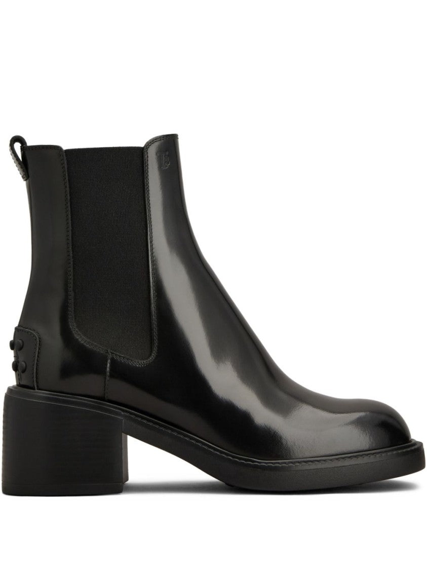 Tod's Black Smooth Polished Leather Boots