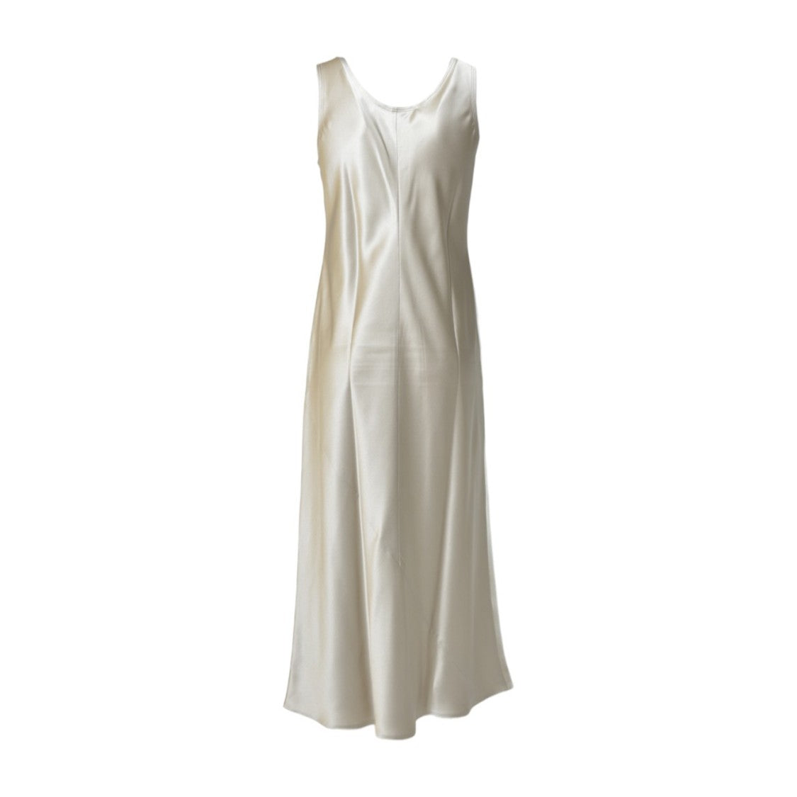 Max Mara Pearl Gray Silk Satin Banjo Dress
