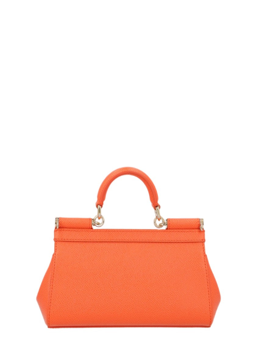 Dolce & Gabbana Trapezoidal Mini Handbag In Textured Leather With Gold-Tone Accents