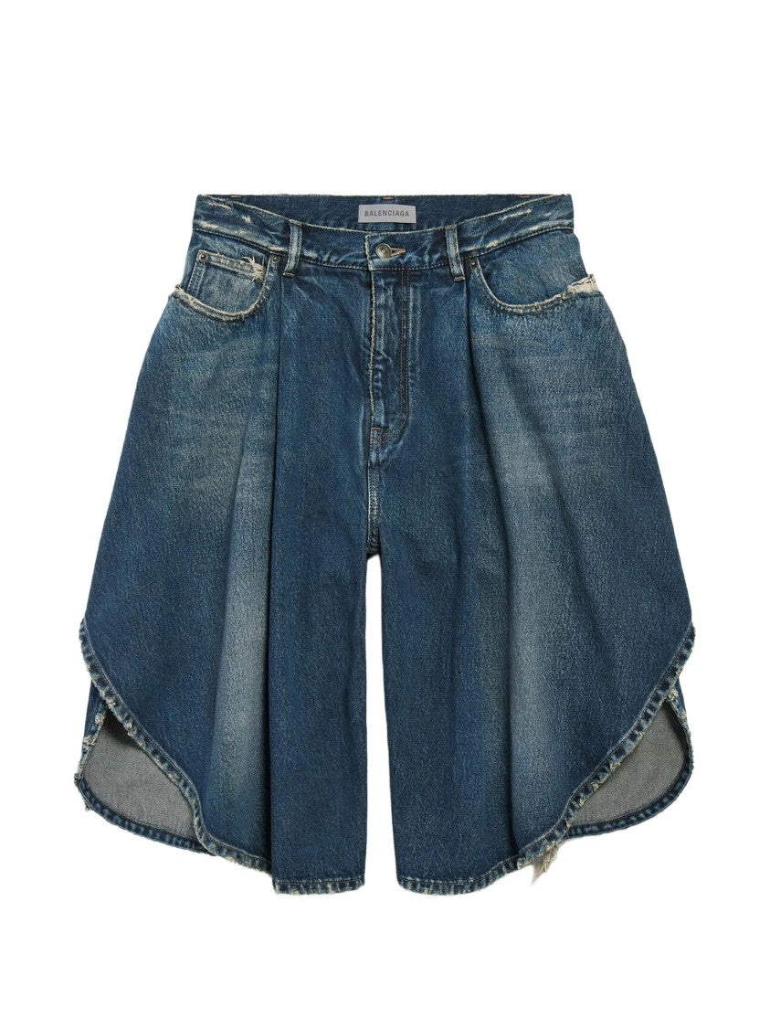 Balenciaga Blue Tulipe Denim Bermuda Shorts