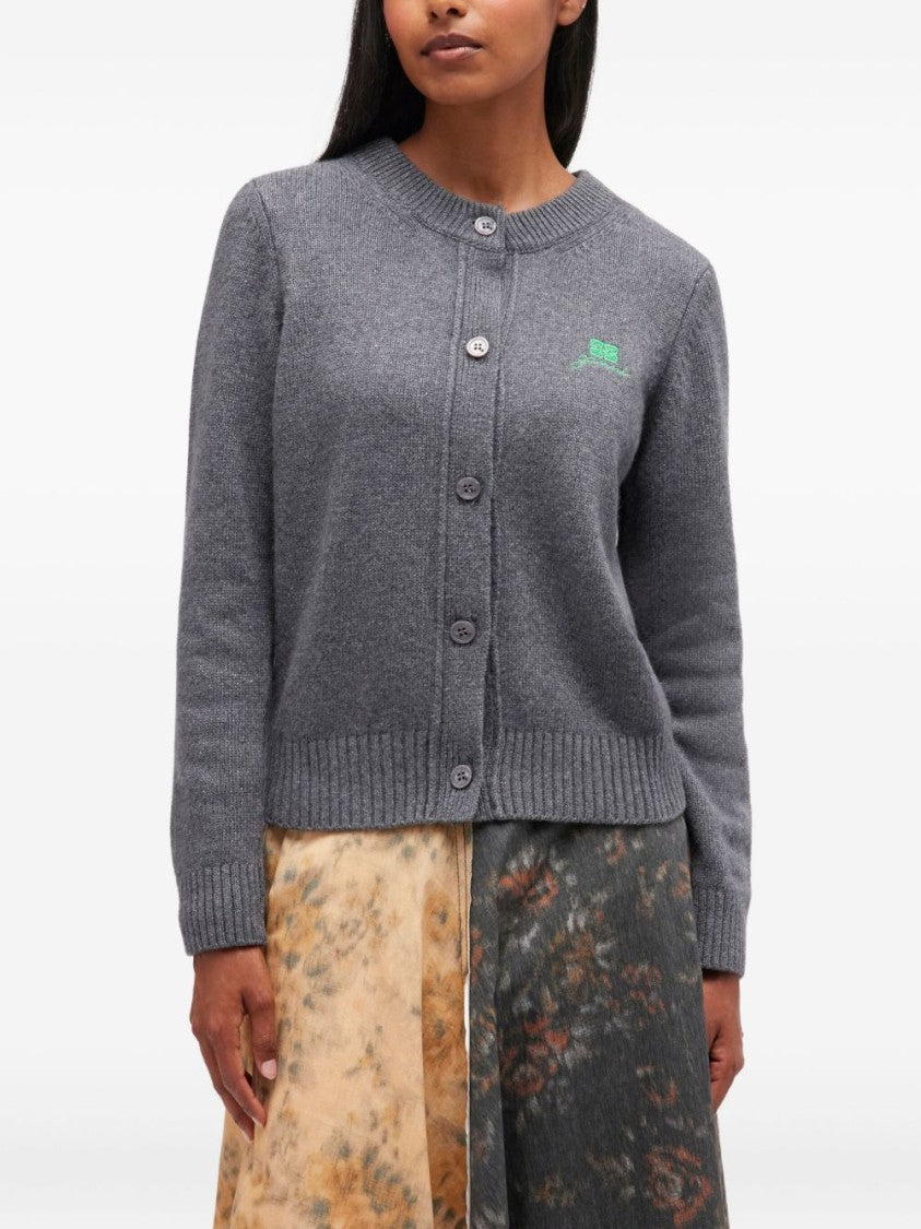 Ganni Textured Grey Cardigan