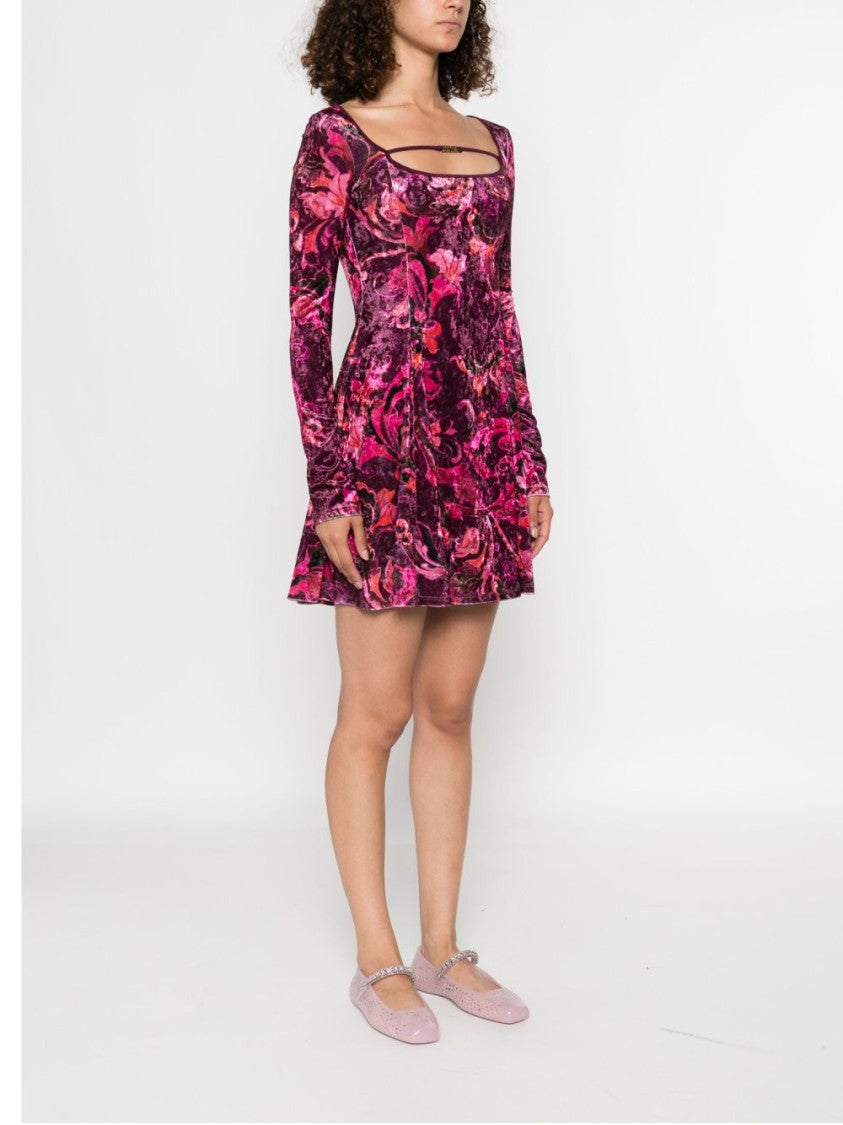 Versace Jeans Couture Rich Bordeaux Velvet Mini Dress