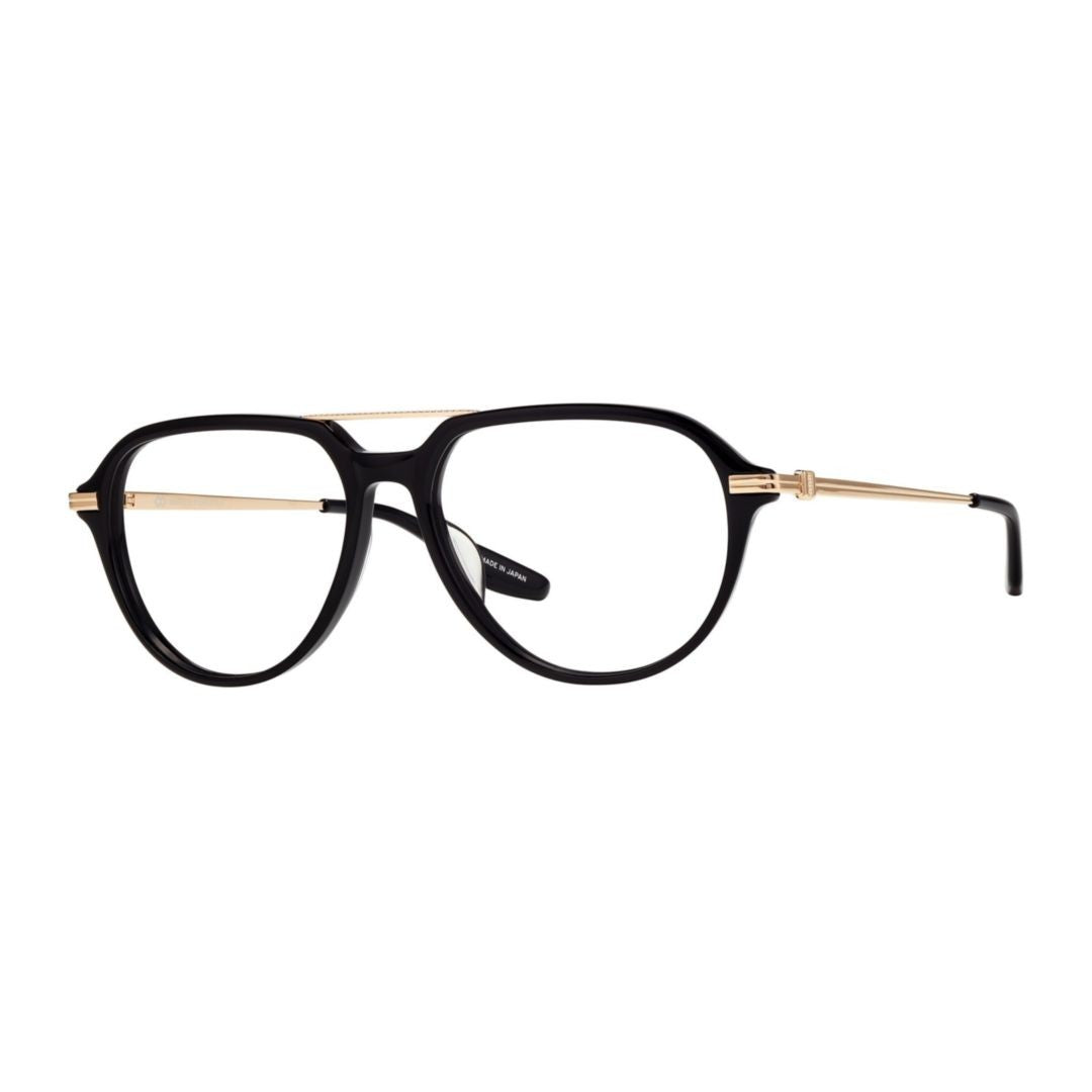 Barton Perreira Dunn Aviator-Frame Black Acetate Eyeglasses With Slender Gold Temples