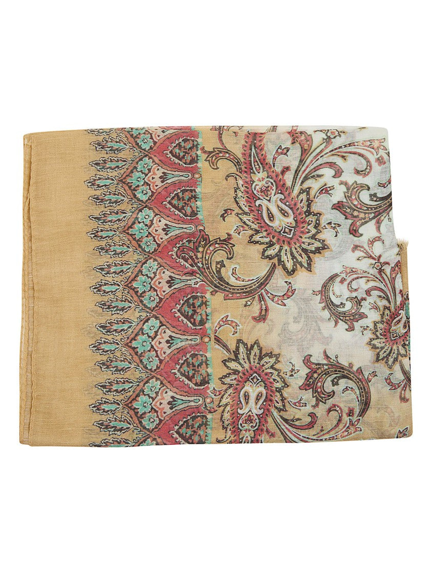 Etro Floral Paisley Pattern Modal-Linen-Silk Etro Scarf