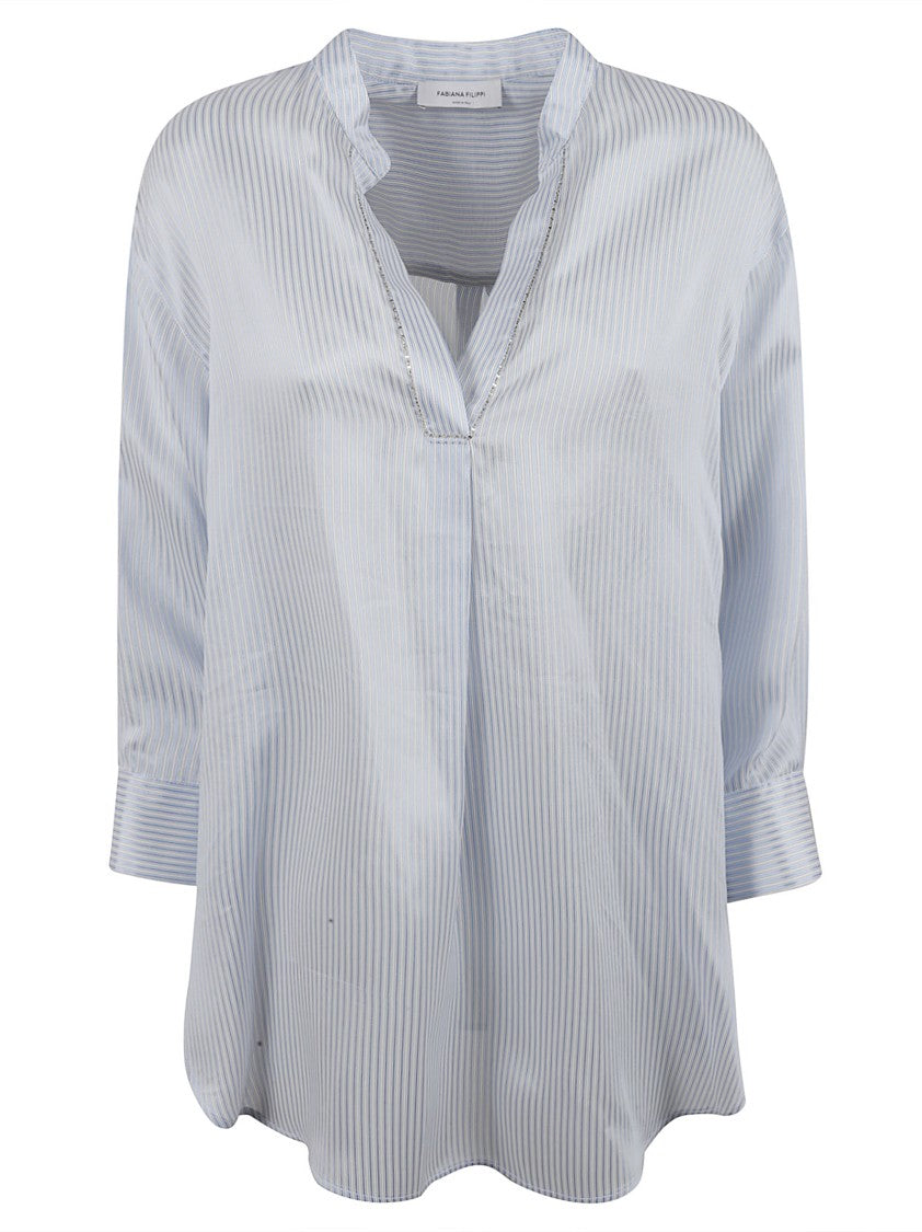 Fabiana Filippi Relaxed Fit Striped V-Neck Shirt