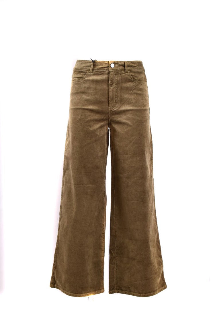 Paige Wide-Leg Corduroy Jeans With High Waist And Design
