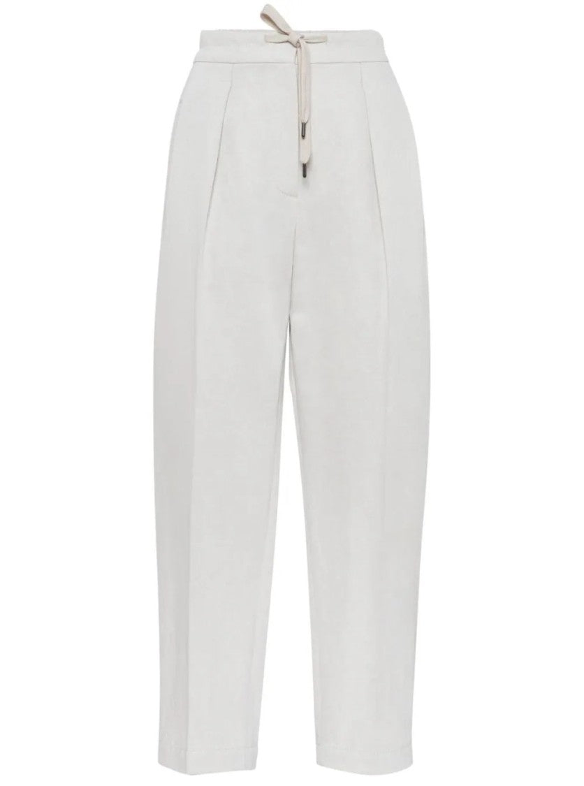Brunello Cucinelli White Cotton/Linen Blend Pants