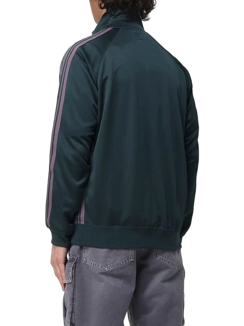 Needles Green Polyester Track Jacket With Striped Detailing