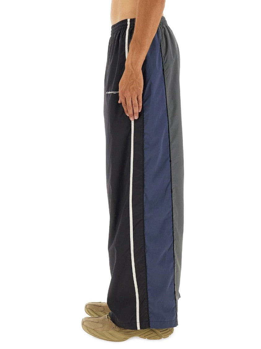 Balenciaga Wide-Leg Tracksuit Pants With Color-Block Design