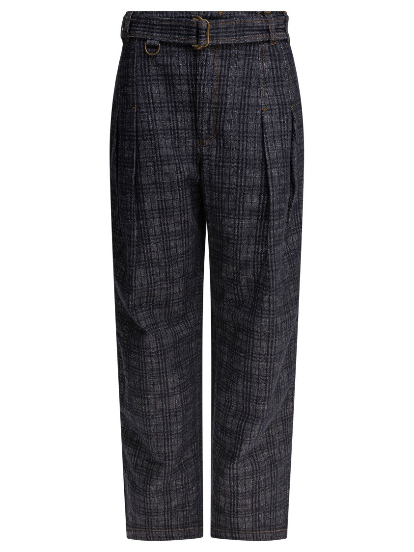 Burberry Dark Checkered Relaxed-Fit Blue Denim Jeans