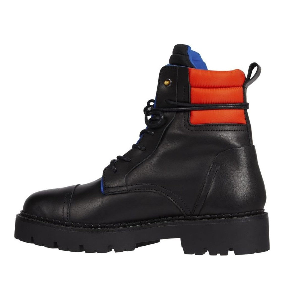 Tommy Jeans Black Bold Padded Collar Leather Boots
