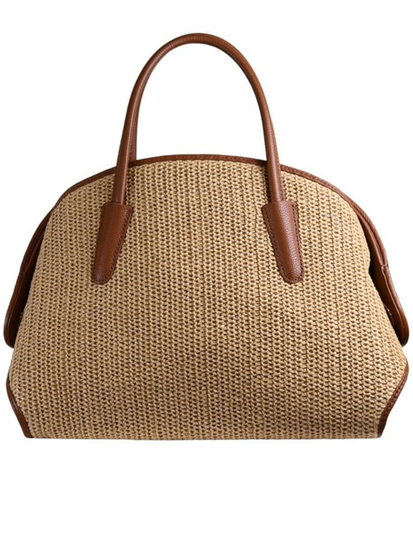 Coccinelle Tylde Straw Woven Straw Leather Handbag