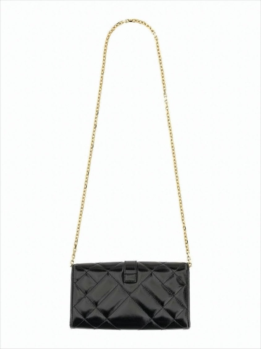 Versace Sleek Quilted Calf Leather Clutch With Geometric Clasp