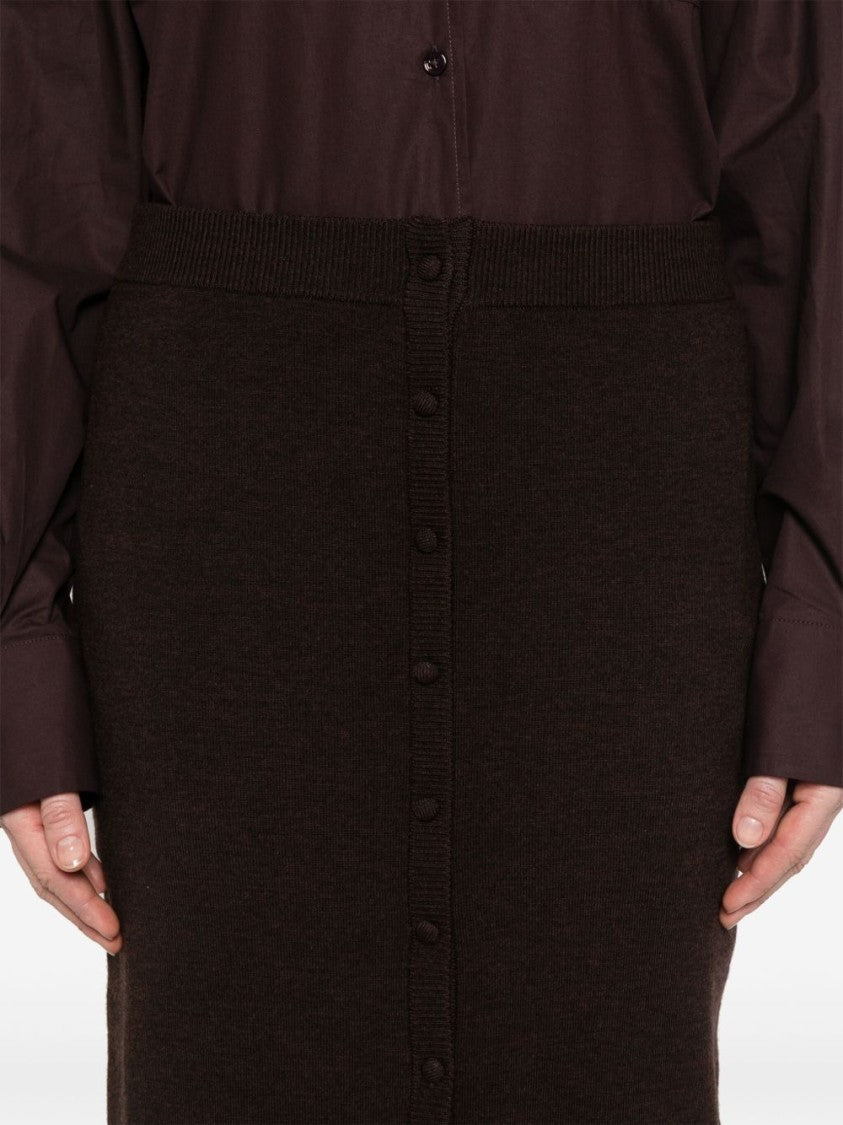 Victoria Beckham Brown Skirt With Button-Down Front