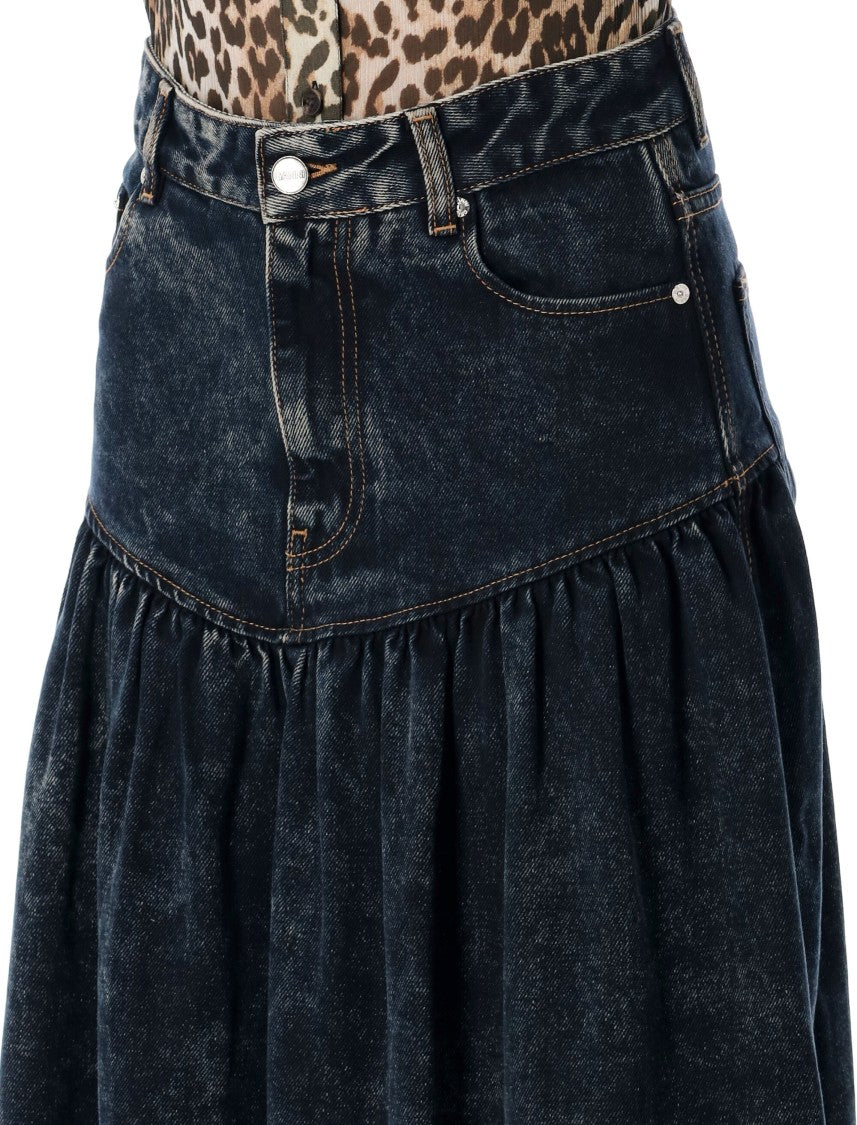 Ganni Denim Long Skirt