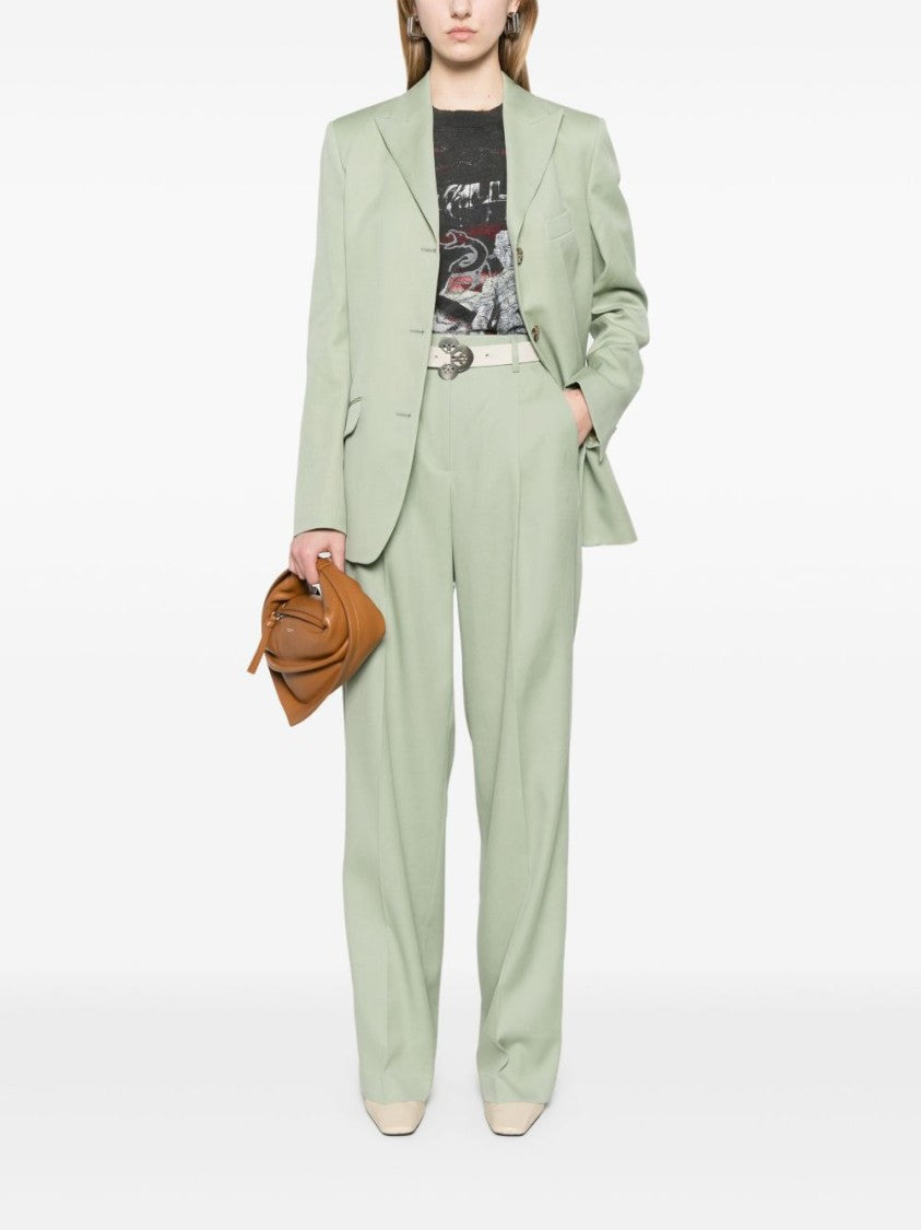 Golden Goose Tailored Sage Green Jacket With Structure And Flap Pockets