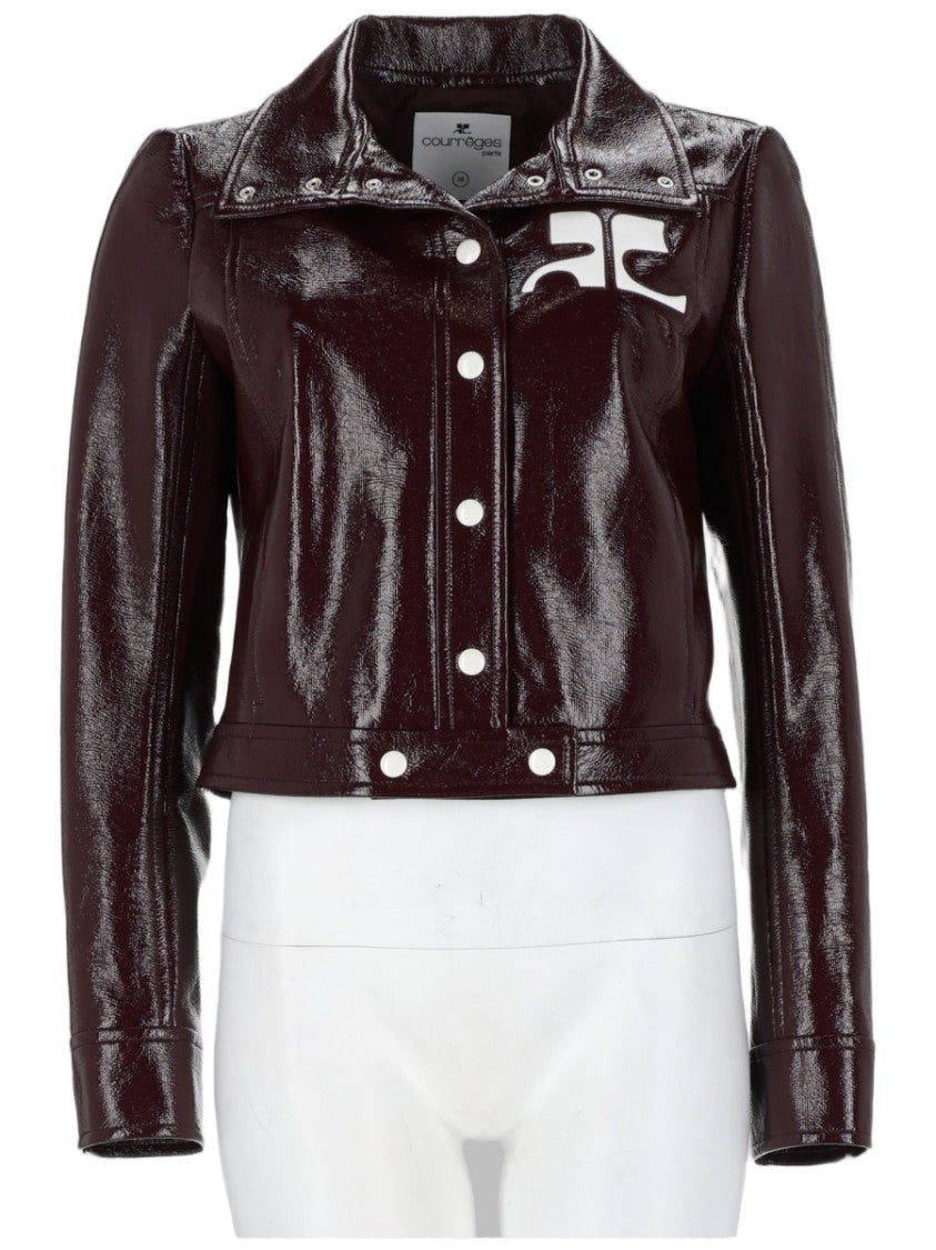 Courrèges Cropped Jacket With Glossy Finish And Logo Detail