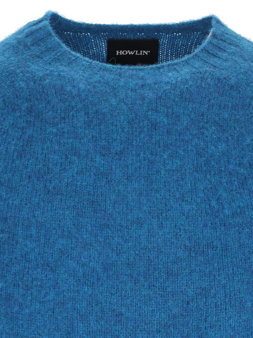 Howlin Crew Neck Sweater In Rich Blue Shetland Wool
