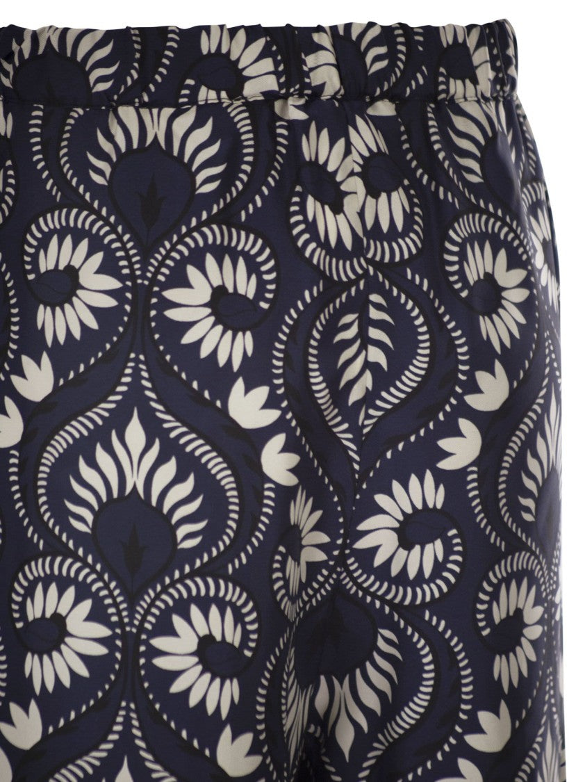 Max Mara Wkdottico - Flowing Printed Silk Trousers