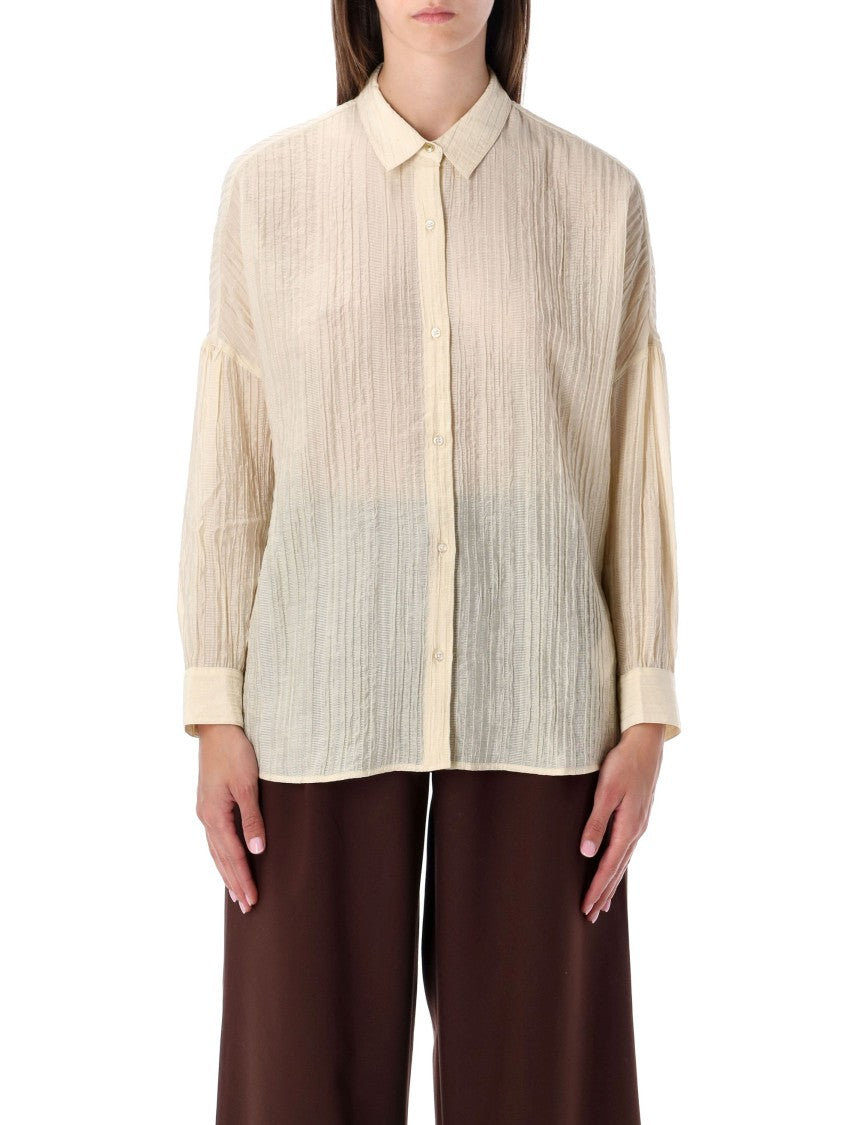 Sessùn Beige Crepe Striped Shirt